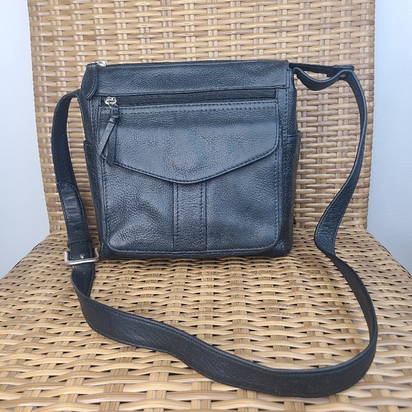 Fossil Handbags - Fossil Black Leather Crossbody Shoulder Purse Bag Adjustable Strap